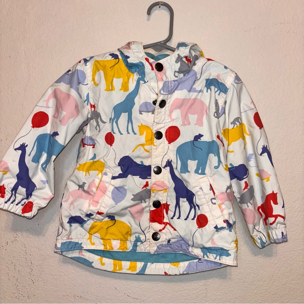 Baby Boden White Jacket with Multicolor Animal Print